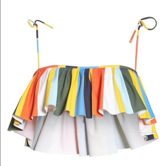 Tory Burch Stripe Flounce Bikini Top Dye Balloon - Picture 5 of 8